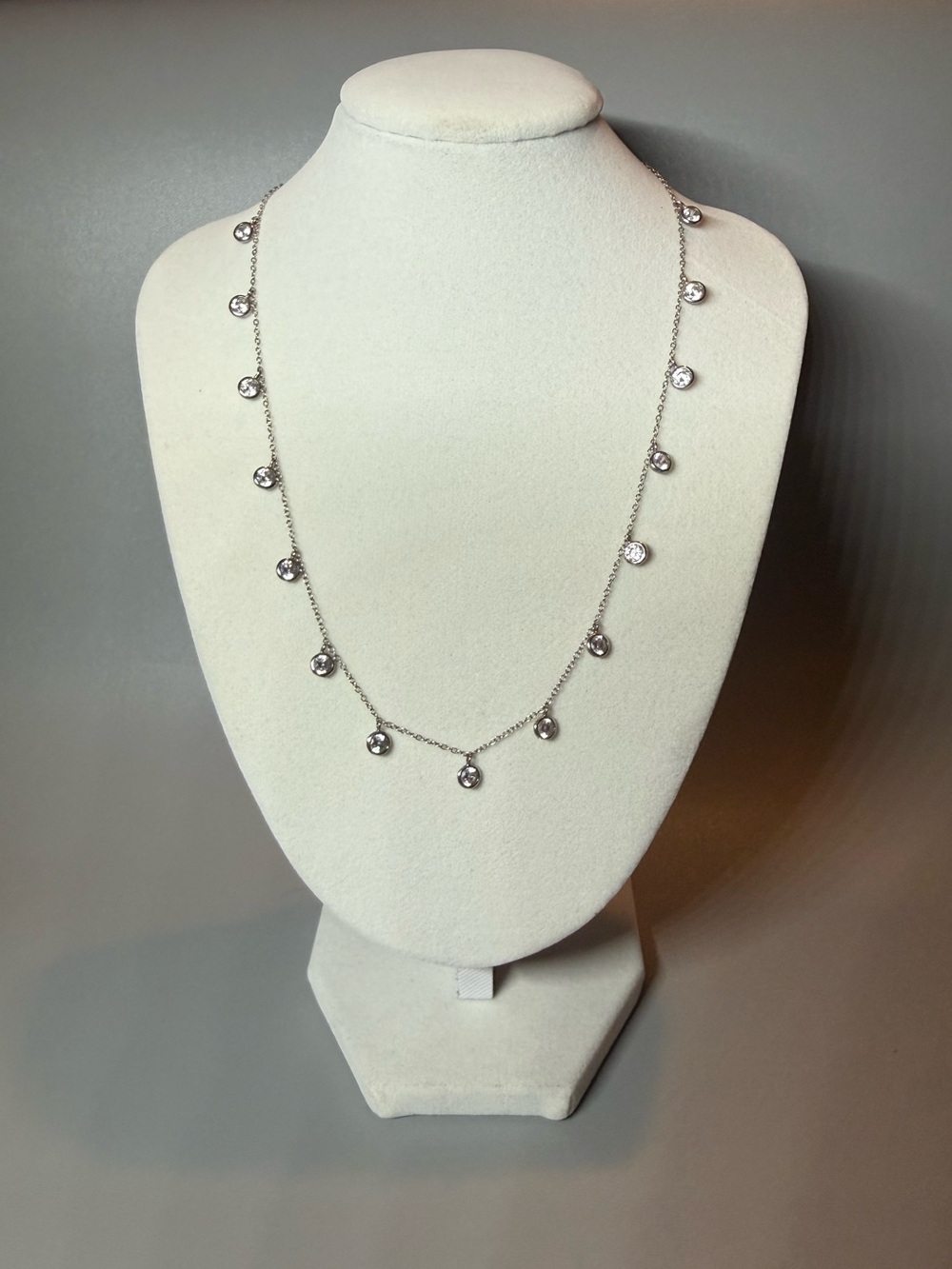 Marshalls Silver Crystal Bezel Drop Necklace - Silver